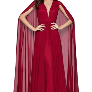 Red Shoulder Trail Gown