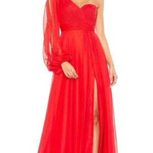 Red One Off Shoulder Gown
