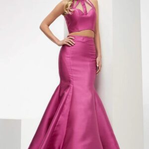 Pink Mermaid Lehenga With Cut Out Halter Blouse