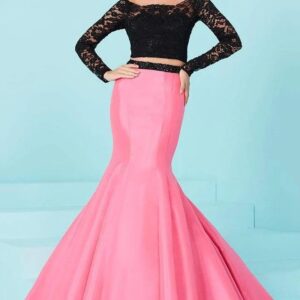 Pink Mermaid Lehenga With Black Lace Blouse