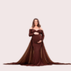 Brown Maternity Photoshoot Trail Gown