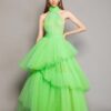 Green Multi Layered Gown For Pre-Wedding Photoshoot