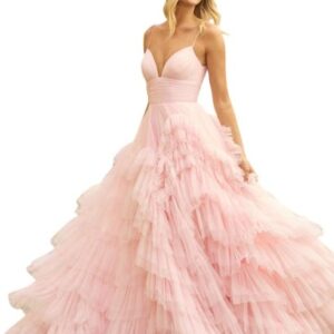 Blush Pink Frill Gown For Photoshoots