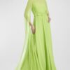 Light Green Gown With Trail Sleeves