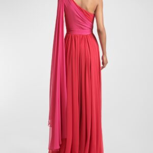 Shoulder Trail Pink Gown