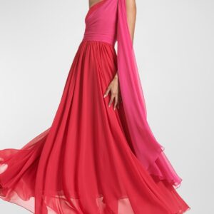 Shoulder Trail Pink Gown