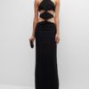 Sexy Black Halter Dress With Cut Out Front