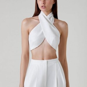 White Halter Top Blouse