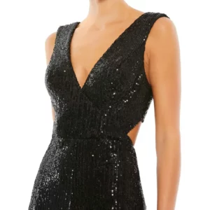Black Side Cutout Sequin Jumpsuit