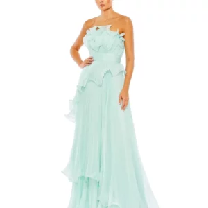 Off Shoulder Baby Blue Ruffle Gown