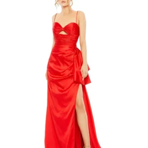 Red Side Slit Satin Gown