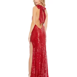 Red Sequin Gown With Side Slit
