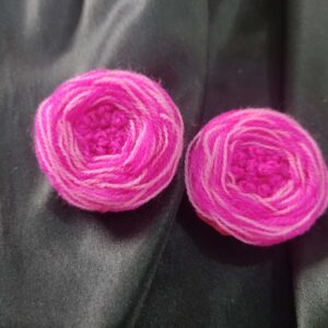 Pink Embroidered Rose Earrings