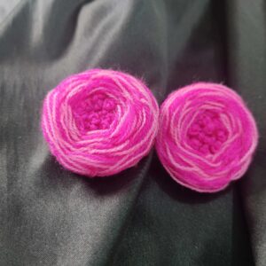Pink Embroidered Rose Earrings