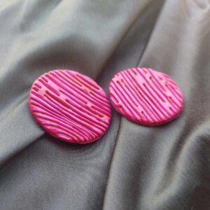 Textured Brill Purple Handmade Clay Earring