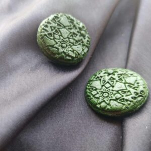 Pale Green Textured Stud Clay Earrings