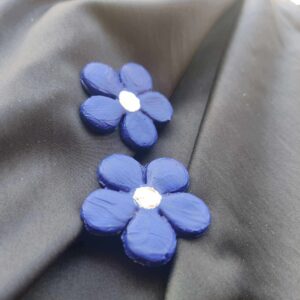 Blue & White Daisy Flower Clay Earrings
