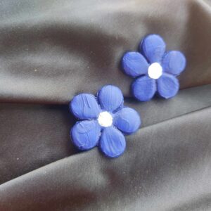 Blue & White Daisy Flower Clay Earrings