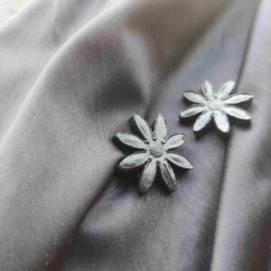 Black Daisy Stud Clay Earrings