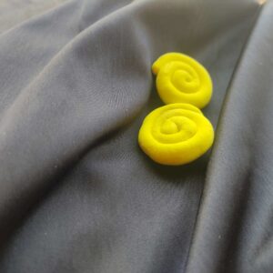 Yellow Spiral Clay Stud Earrings