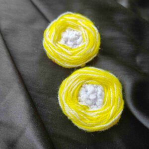 Yellow & White Hand Embroidered Rose Earrings