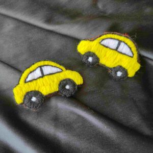 Embroidered Yellow Car Earring