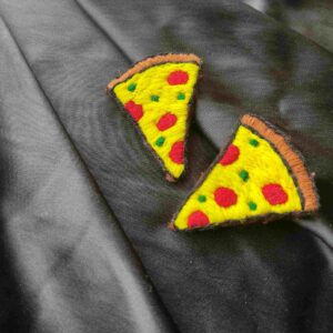 Funky Embroidered Pizza Earring