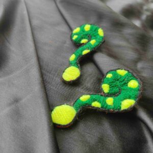 Hand Embroidered Question Mark Earring