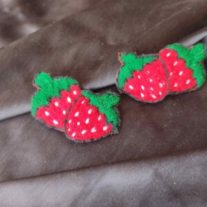 Cute Hand Embroidered Strawberry Earrings