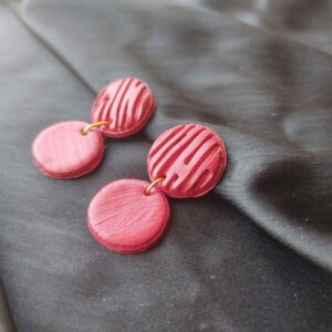 Cute Magenta Textured Clay Earring