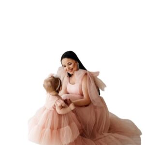 Pale Pink Dresses For Mother-Daughter Twinning Photoshoot