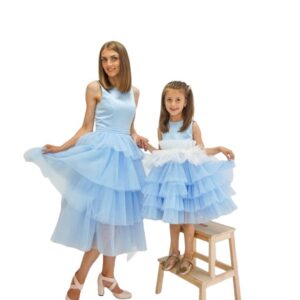 Baby Blue Dresses For Mother-Daughter Twinning Photoshoot