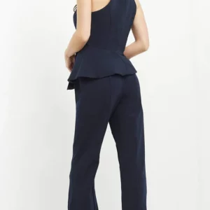 Navy Blue Formal Peplum Jumpsuit