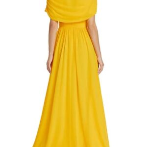 Yellow Drop Cape Sleeve Gown