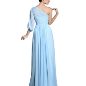One Shoulder Light Blue Layered Gown
