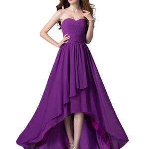 Off Shoulder Purple High Low Gown
