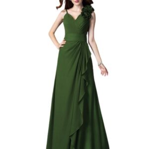 Green Gown With Ruffle Front