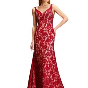 Red Lace Fit & Flare Gown